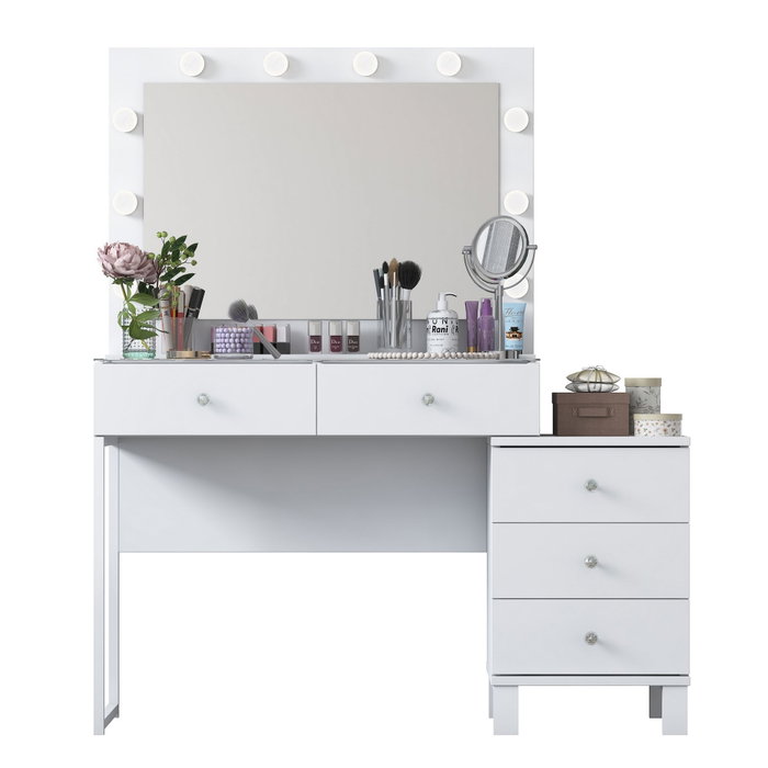 Hanah Home Mesa de Maquillaje Blanca con 10 Focos